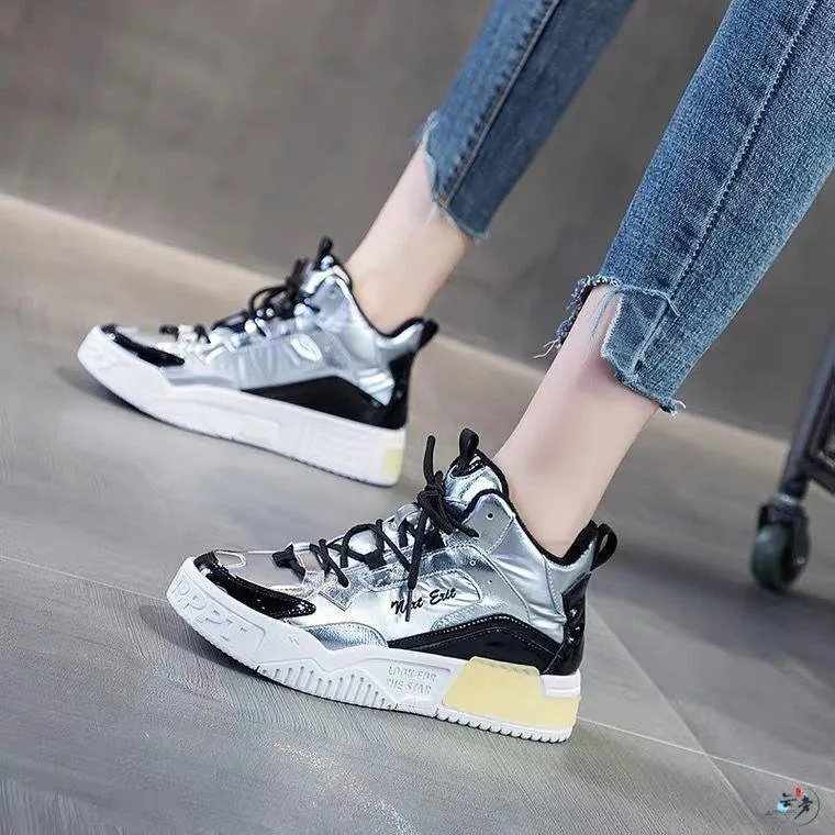 All-match Thick-soled Sneakers Explosive Style Shoes Leather Casual Women's Shoes