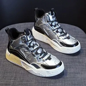 All-match Thick-soled Sneakers Explosive Style Shoes Leather Casual Women's Shoes