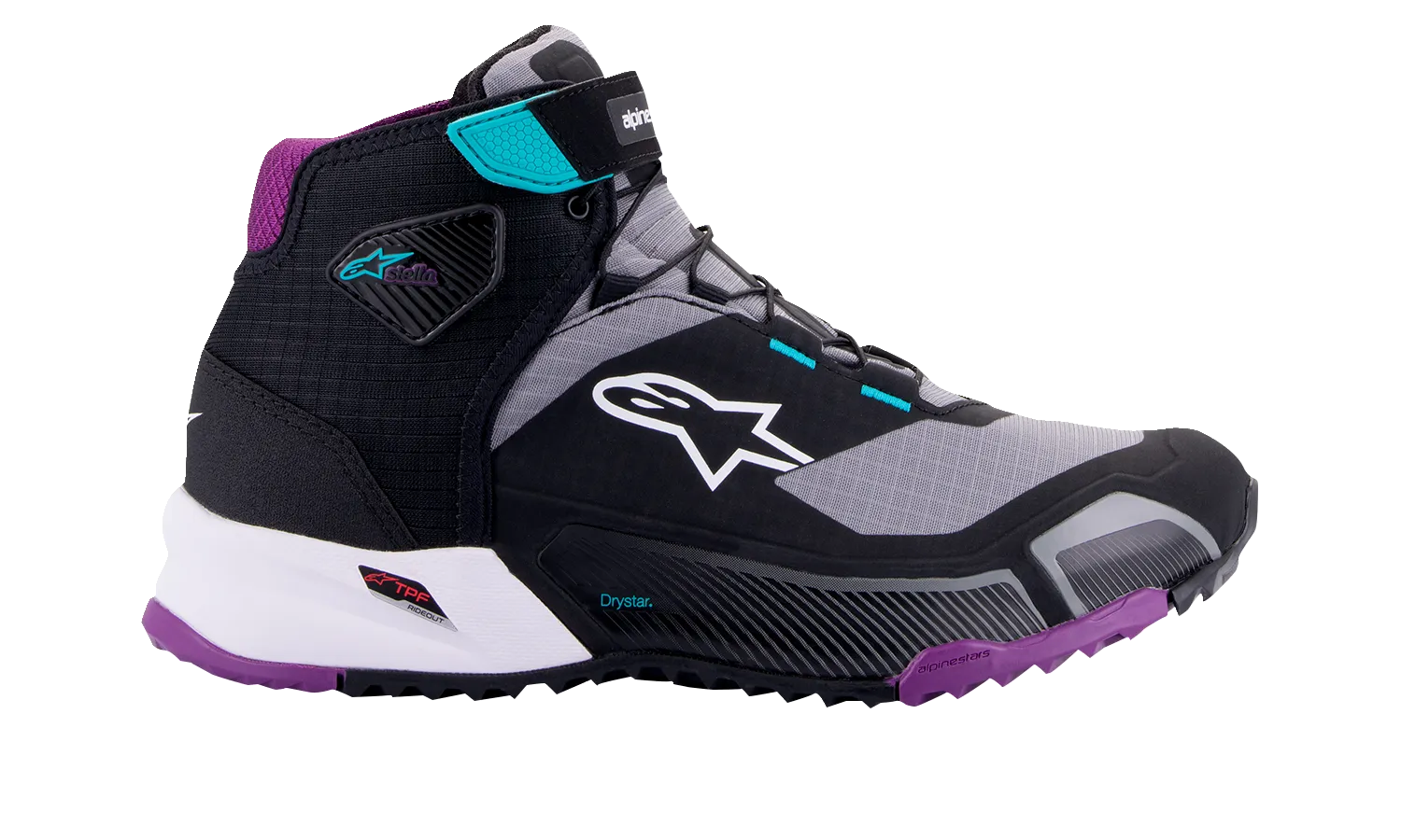 ALPINESTARS Stella CR-X Drystar Shoes - Black/Gray/Teal/Purple - US 9.5 2611523137095