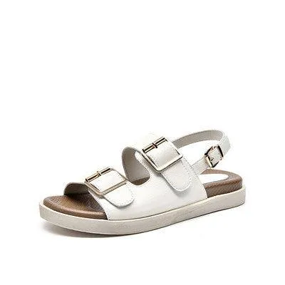 Beautoday 2021 New Thick Soled Sandals Women's Summer Roman Sandals Women's Shoes Soft Soled Leather Flat Sandals