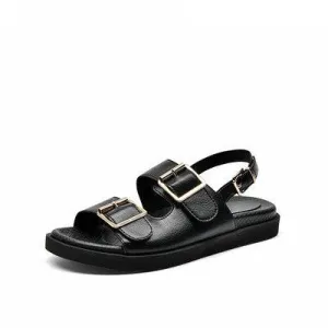 Beautoday 2021 New Thick Soled Sandals Women's Summer Roman Sandals Women's Shoes Soft Soled Leather Flat Sandals