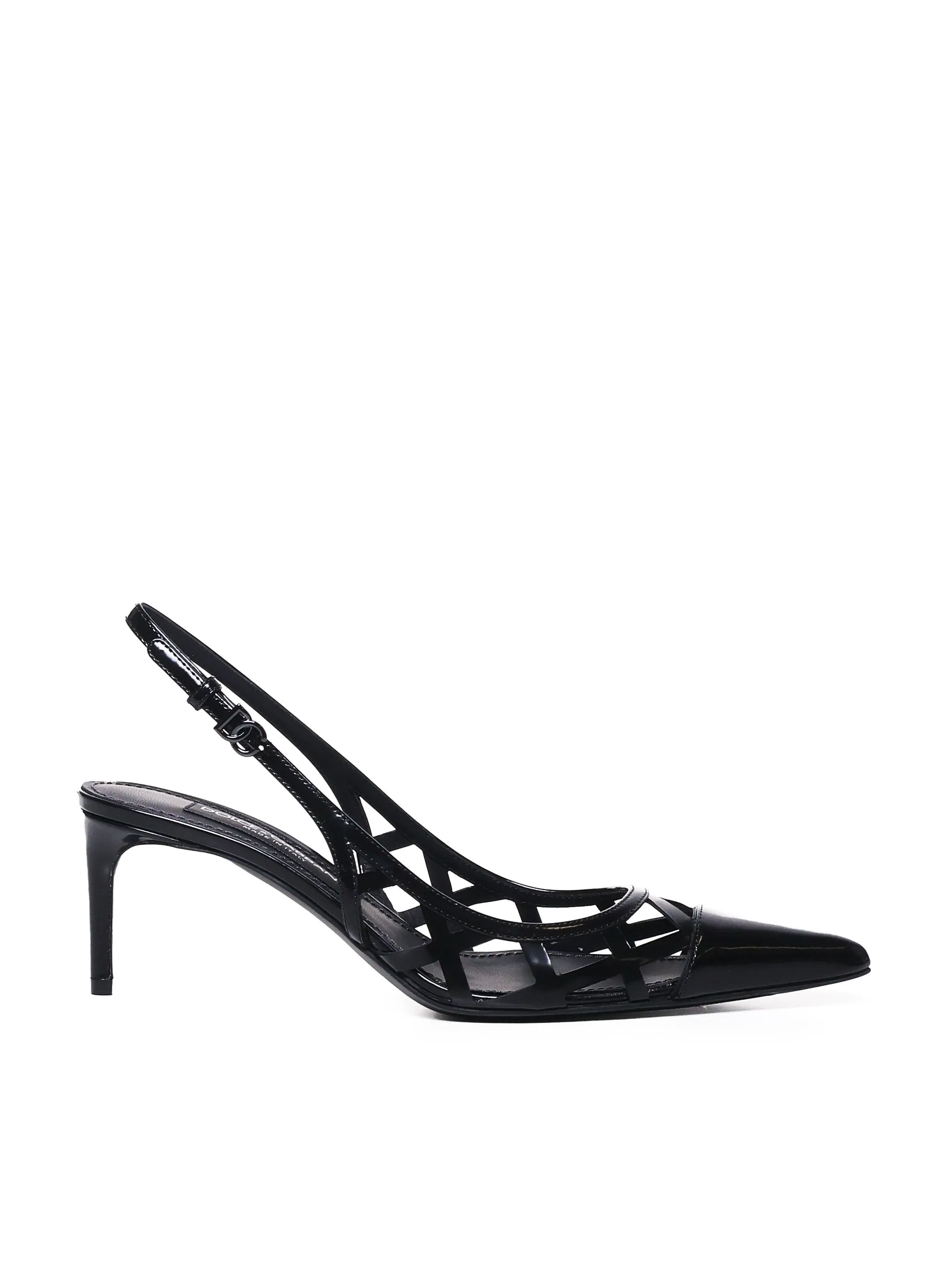 Black Patent Calfskin Slingback Heels