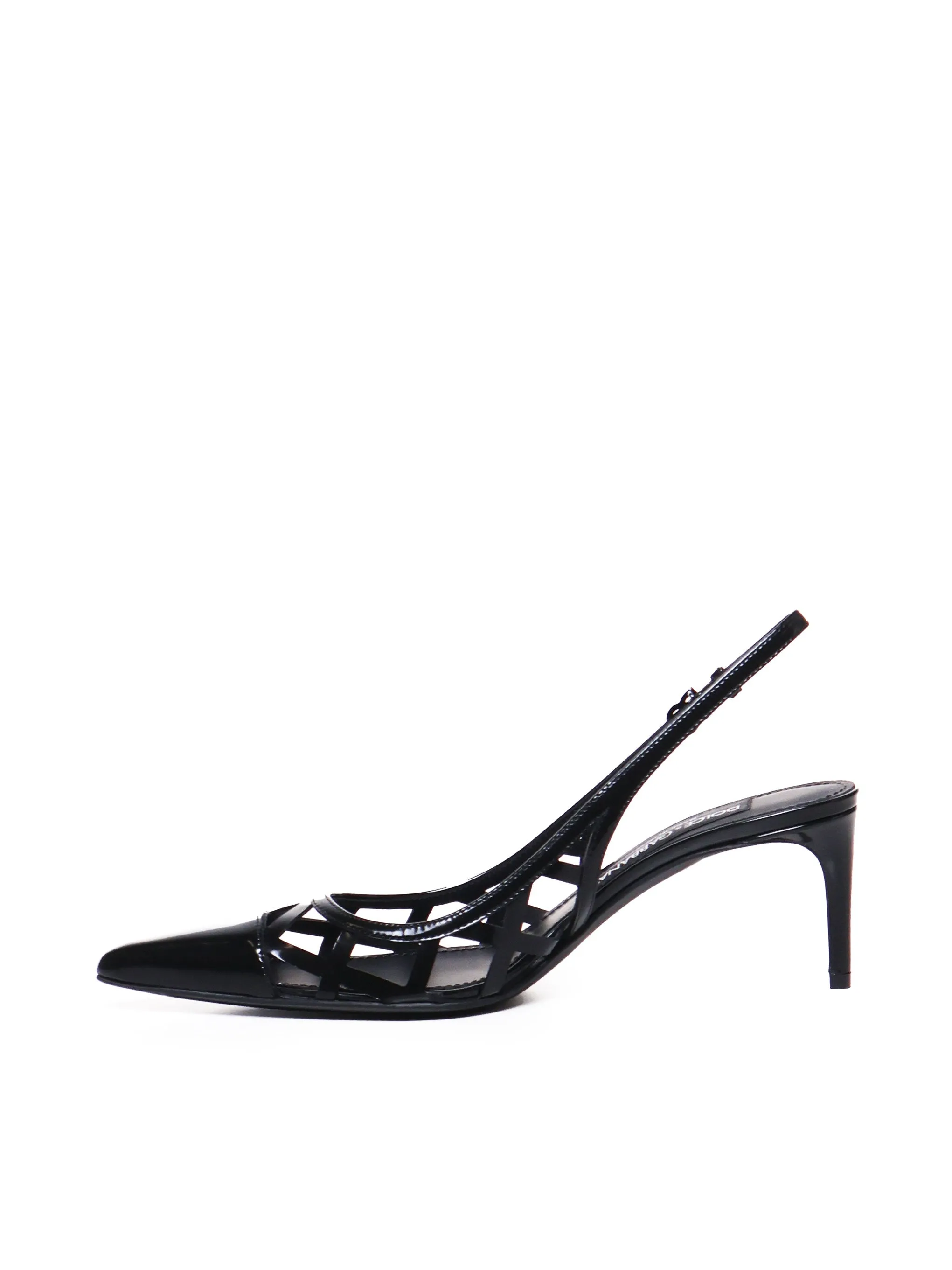 Black Patent Calfskin Slingback Heels