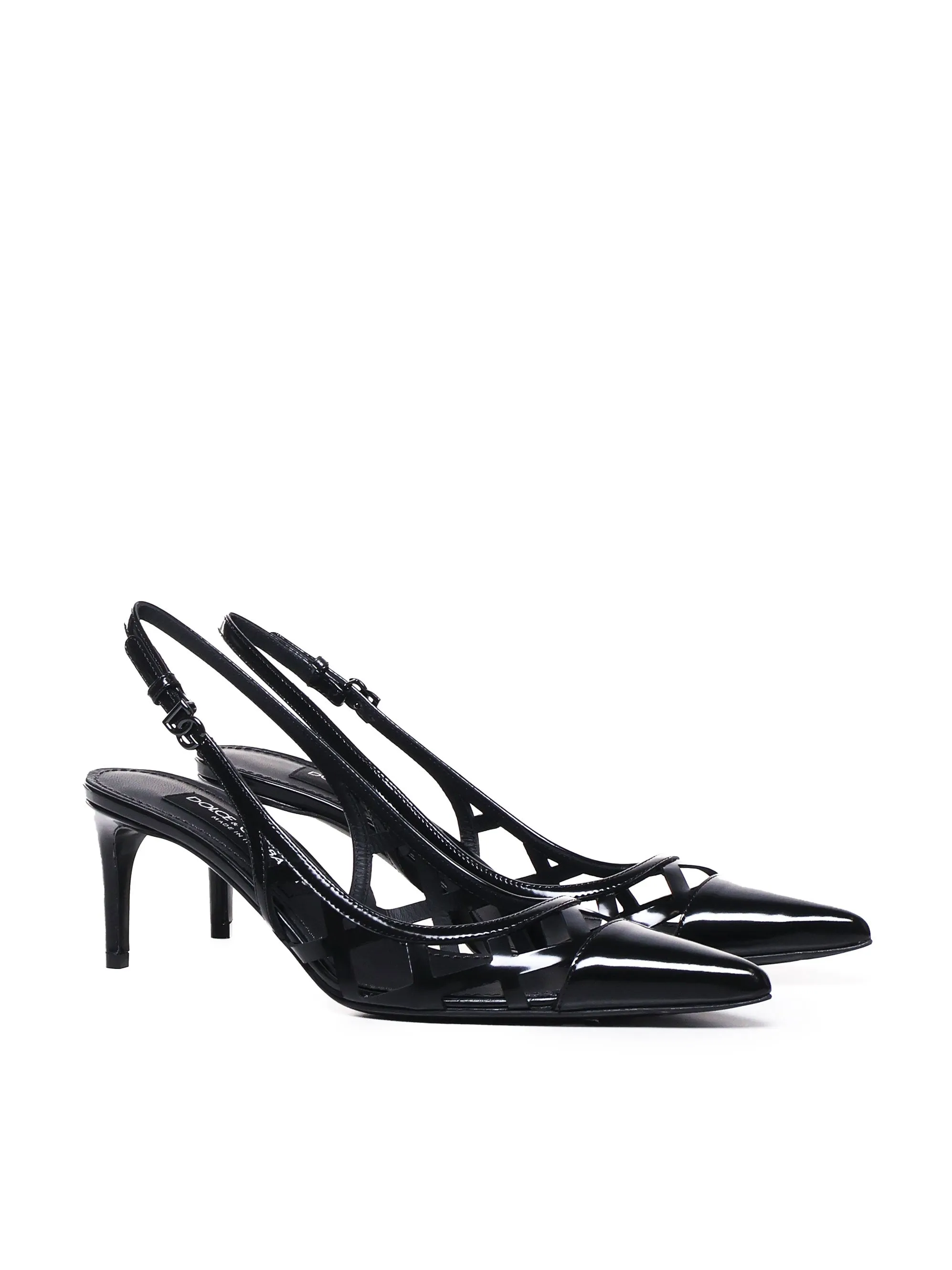Black Patent Calfskin Slingback Heels