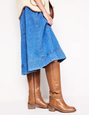 Buckled Knee High Boots-Tan