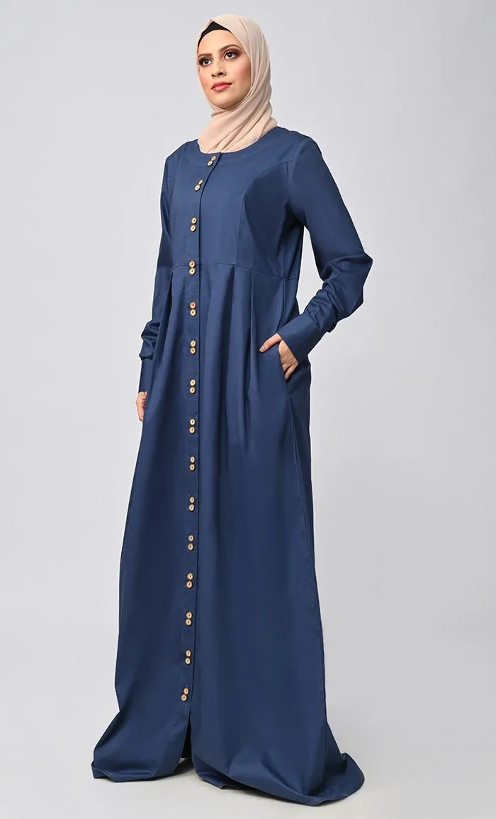 Buy Cotton Twill Button Down Abaya With Pockets - Final Sale
