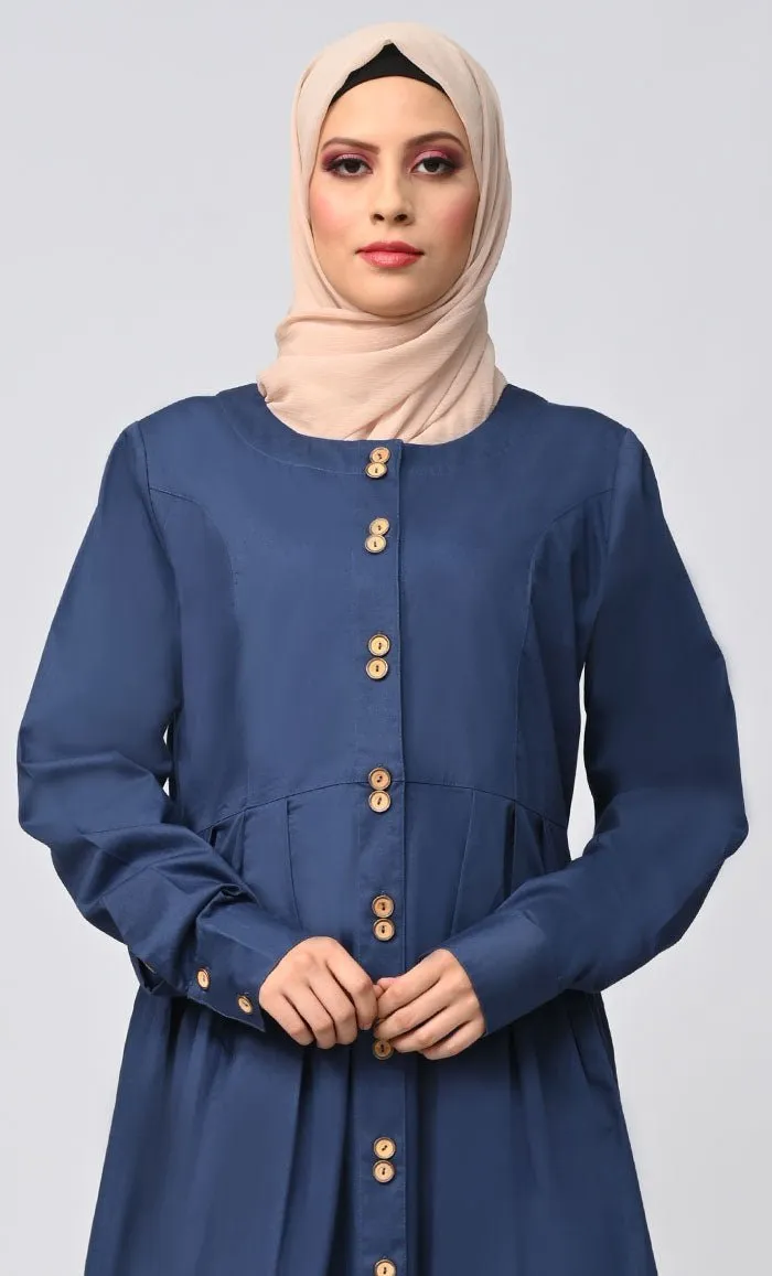 Buy Cotton Twill Button Down Abaya With Pockets - Final Sale
