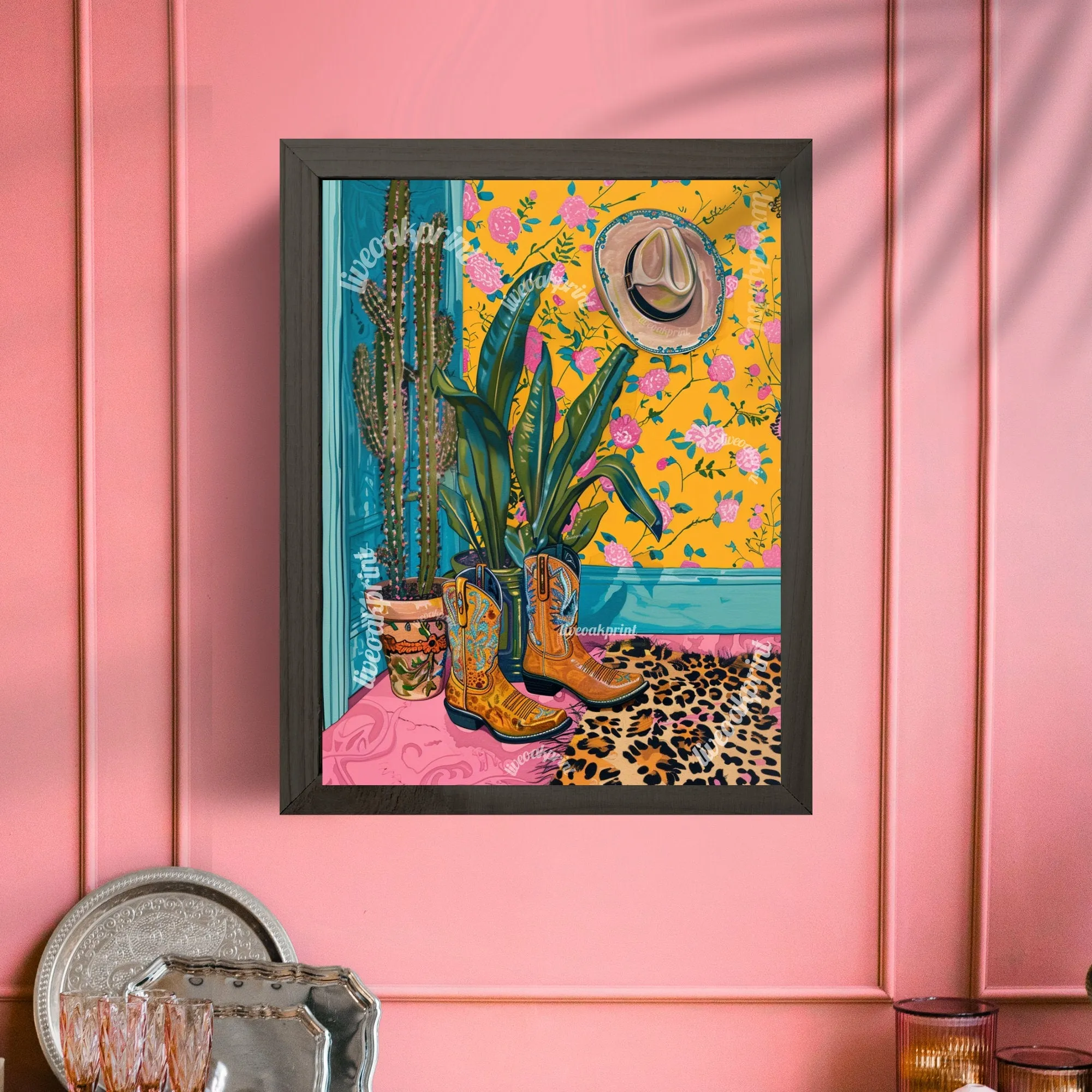 Chic Cowgirl Maximalist Leopard Print  - Bold Eclectic Art - Western Wall Art - Trendy Cowgirl Art - Cowboy Boots Print - Cowgirl Boots
