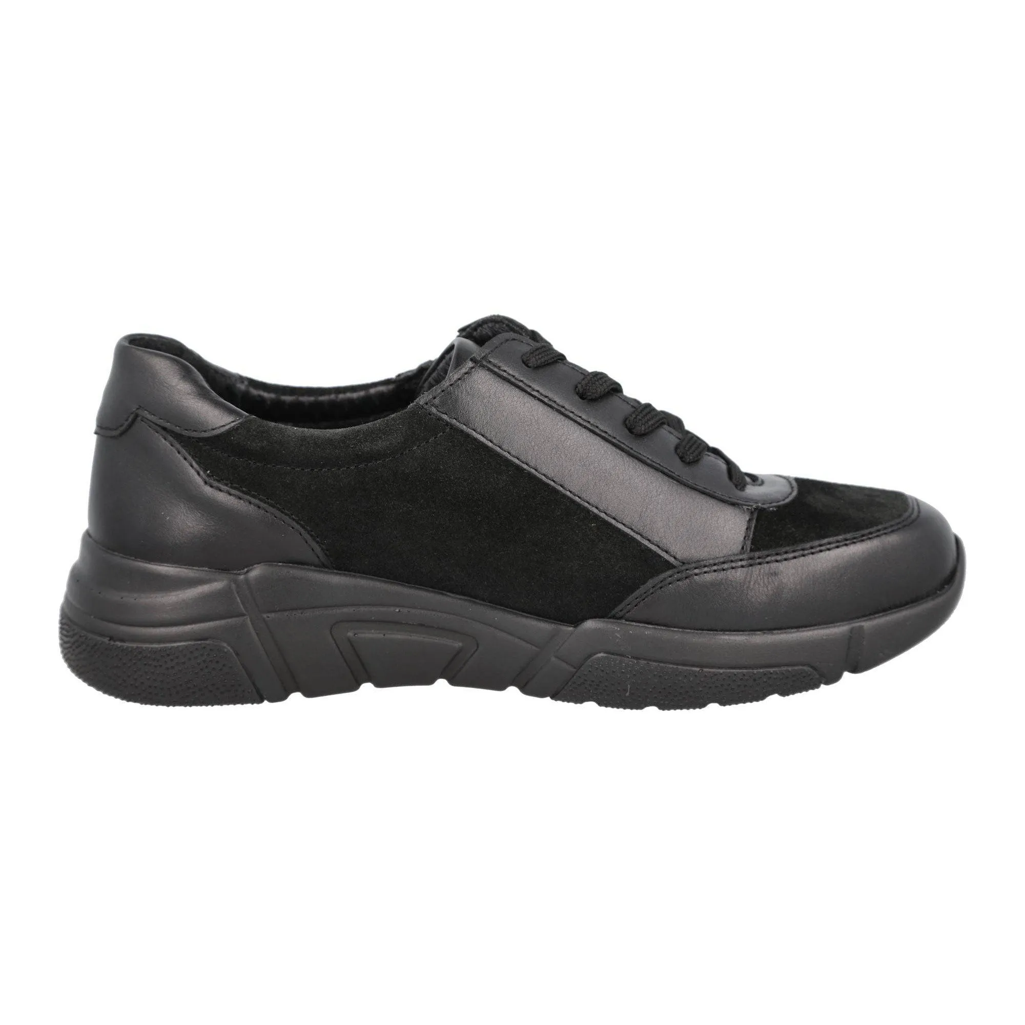 DB Shoes Granby 2V Ladies Wide Black Suede Zip & Lace Trainers
