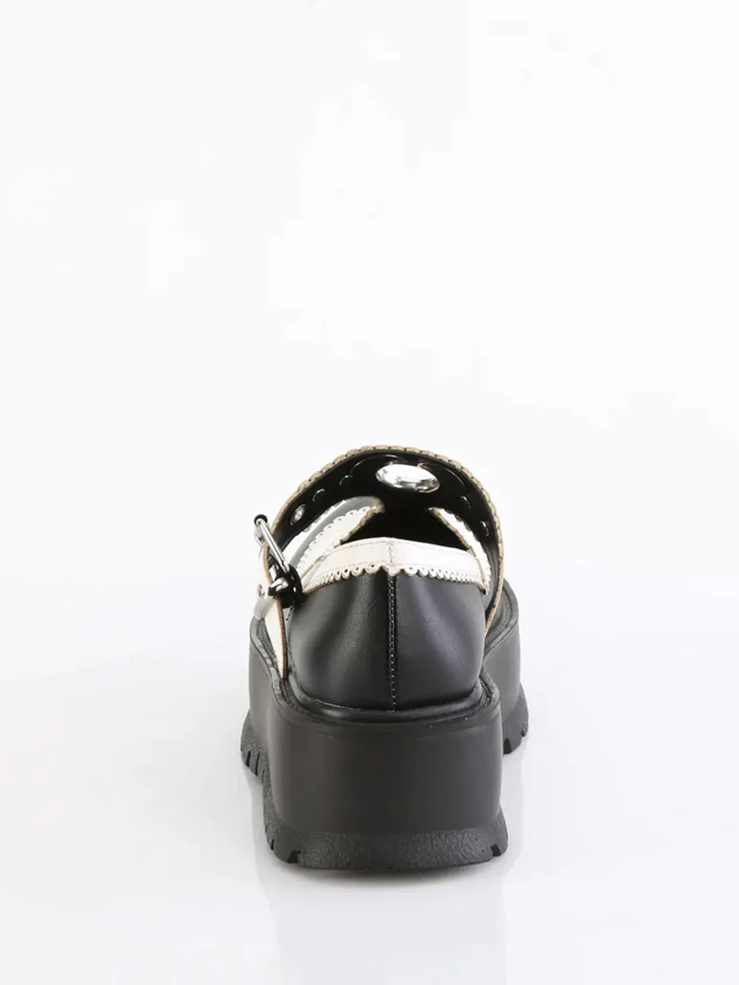 DEMONIA SLACKER 23 MARY JANES - BLACK & WHITE