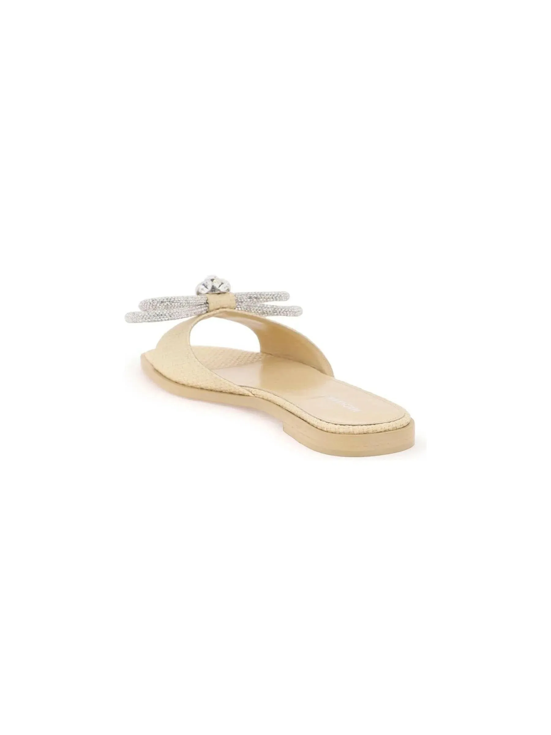 Double Bow Crystal Raffia Slides