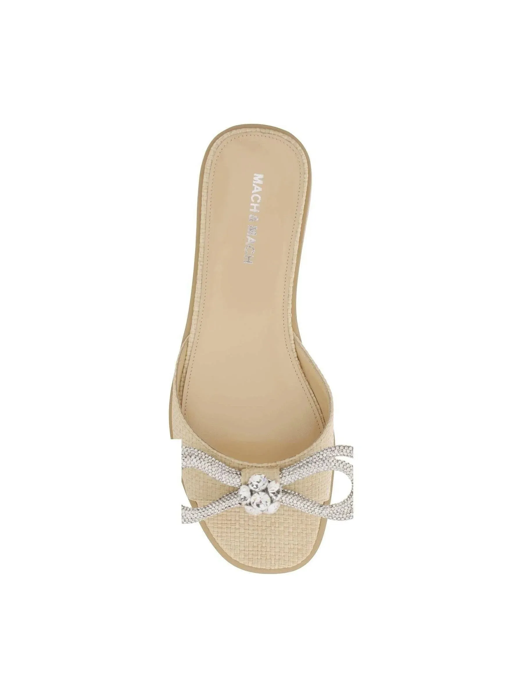Double Bow Crystal Raffia Slides