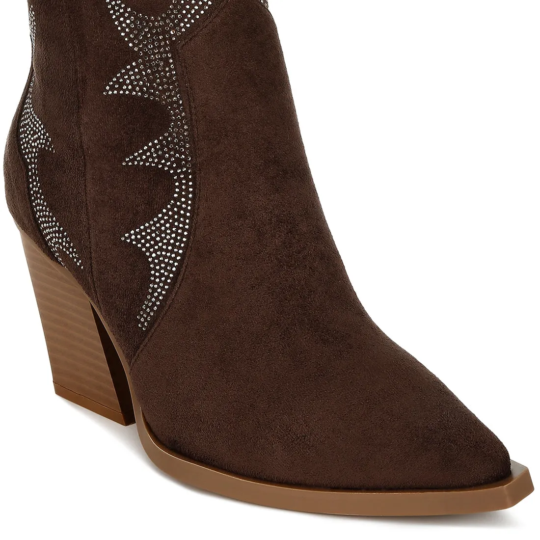 Embellished Rhinestones Calf Boots