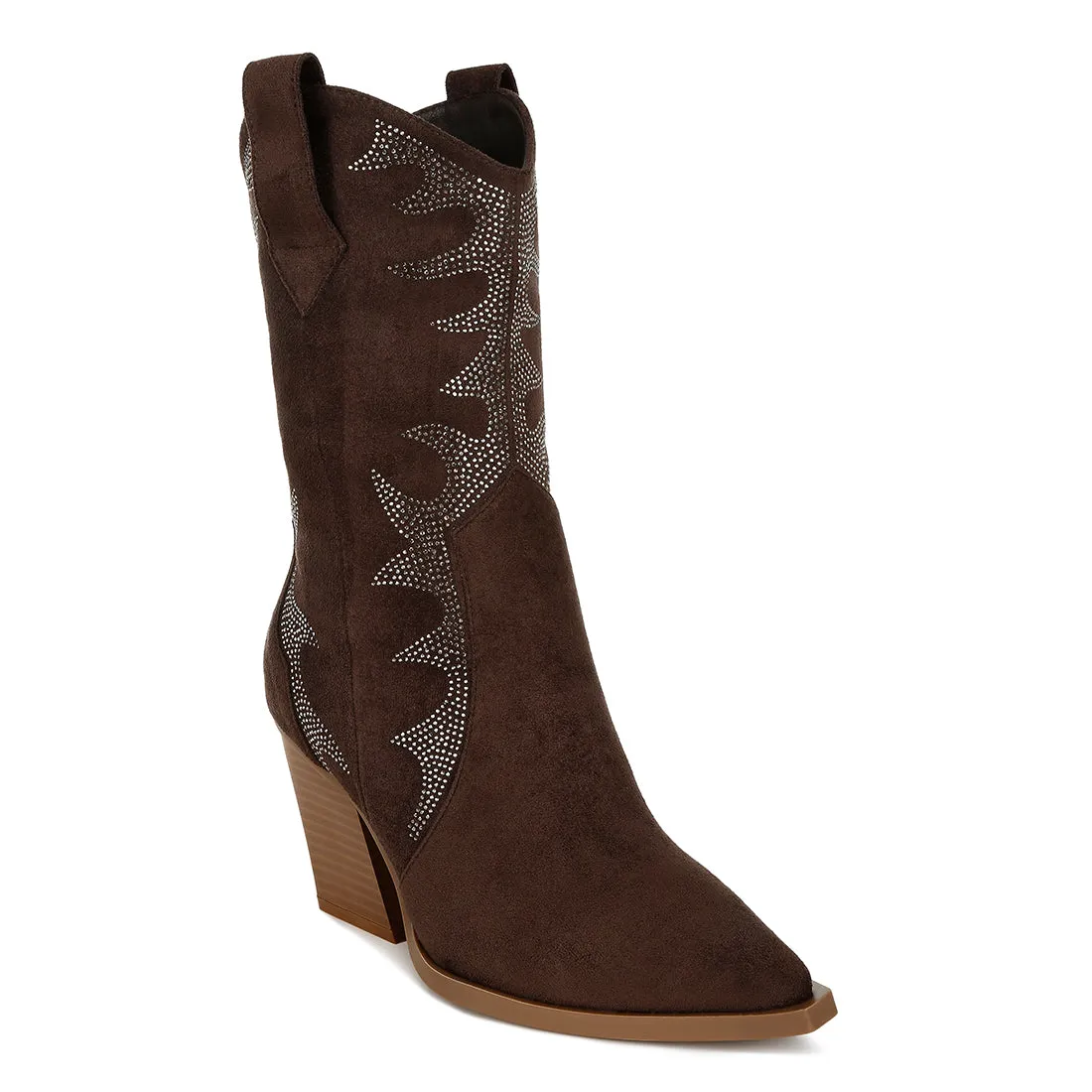 Embellished Rhinestones Calf Boots