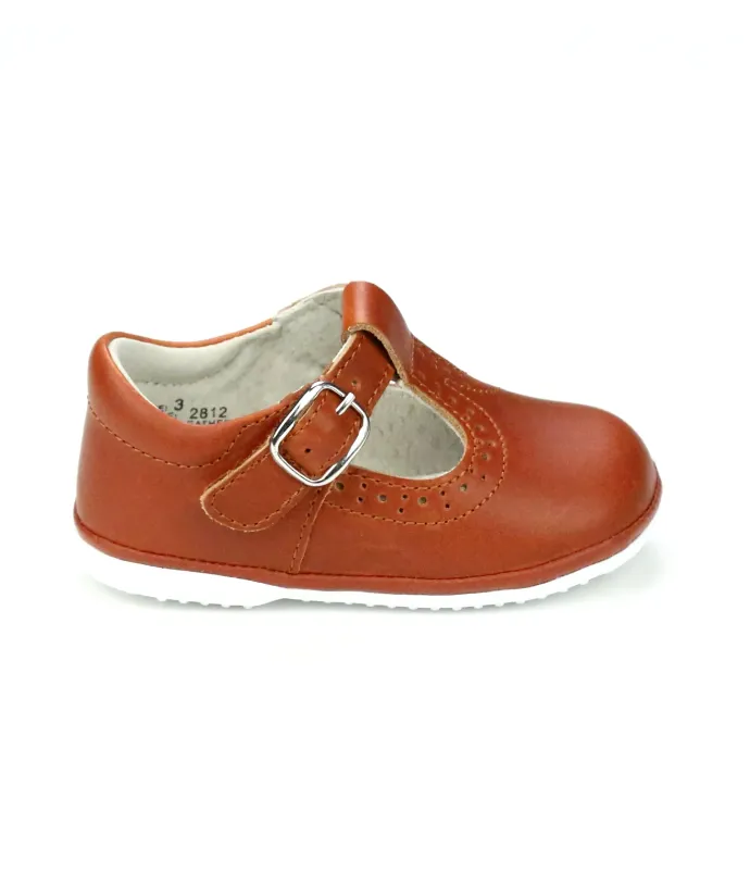Gemma Leather T-Strap Mary Jane, Cognac (Baby)