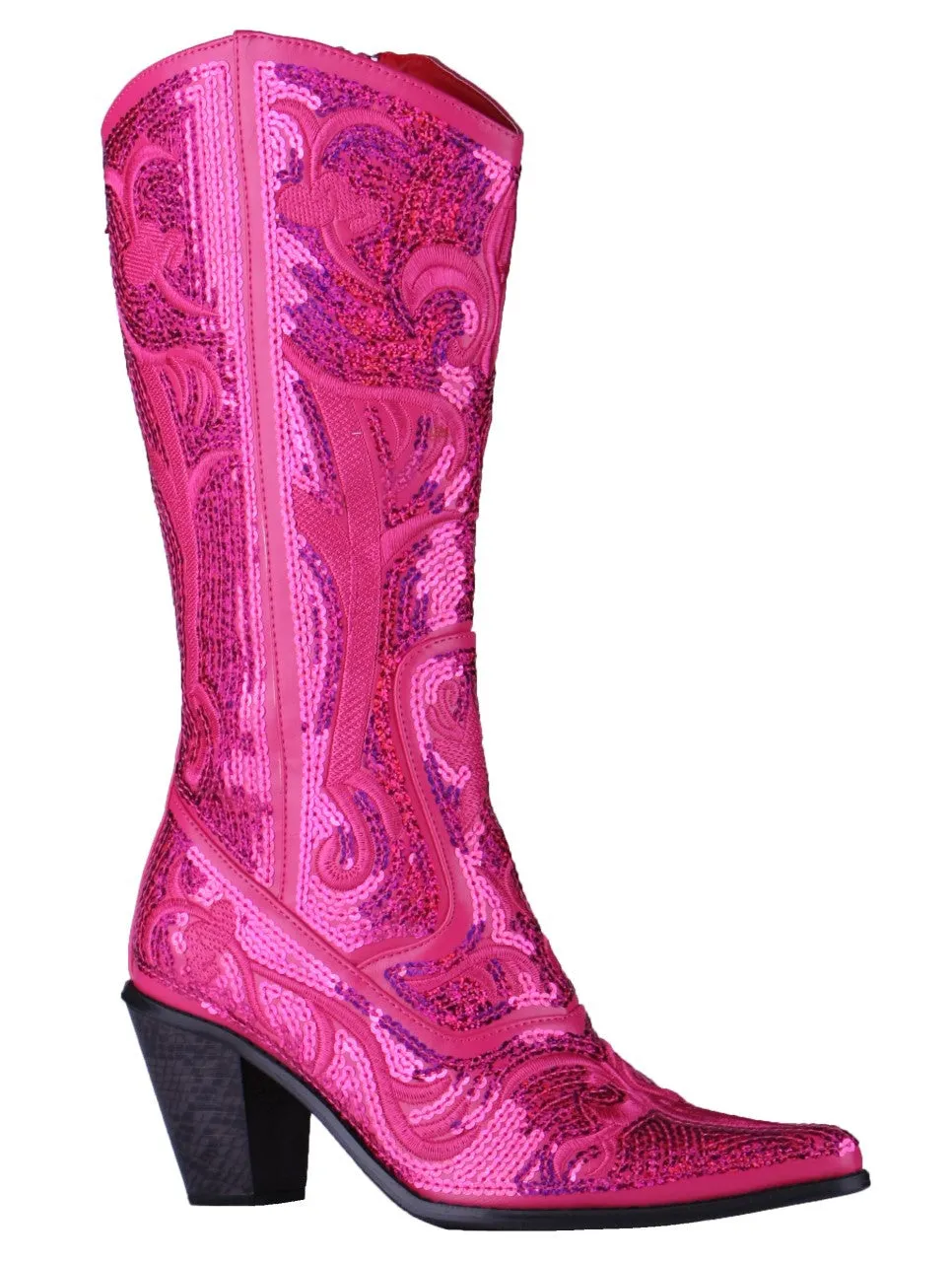 Helen's Heart Fuschia Blingy Sequins Cowboy Bling Boots