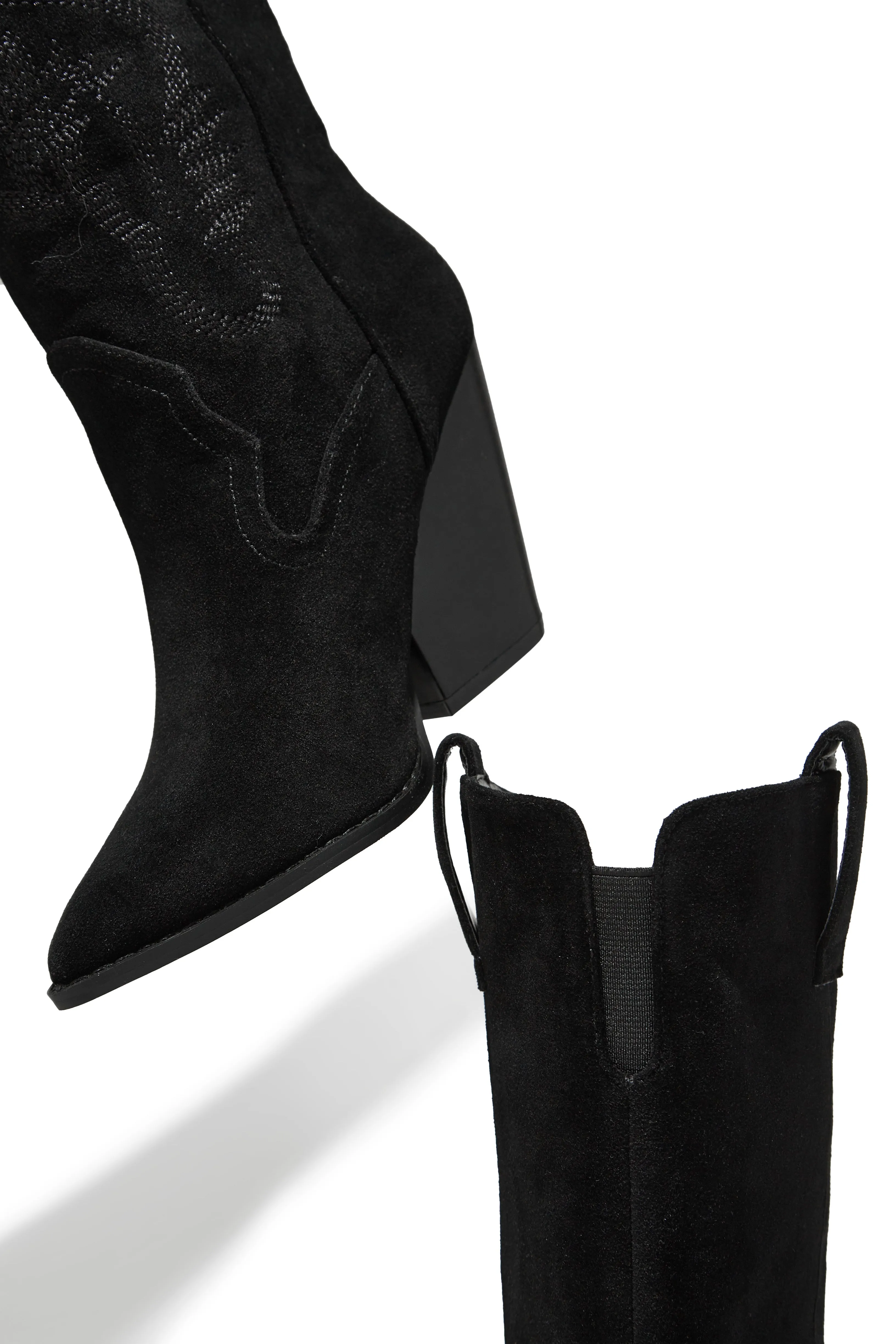 Jamille Block Heel Cowgirl Boots - Black