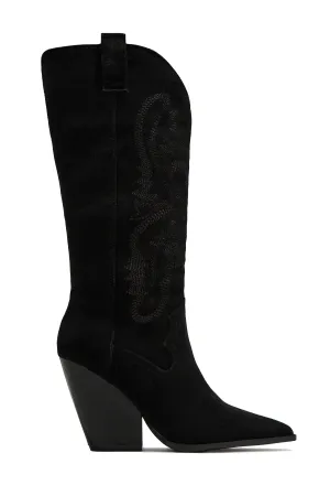 Jamille Block Heel Cowgirl Boots - Black