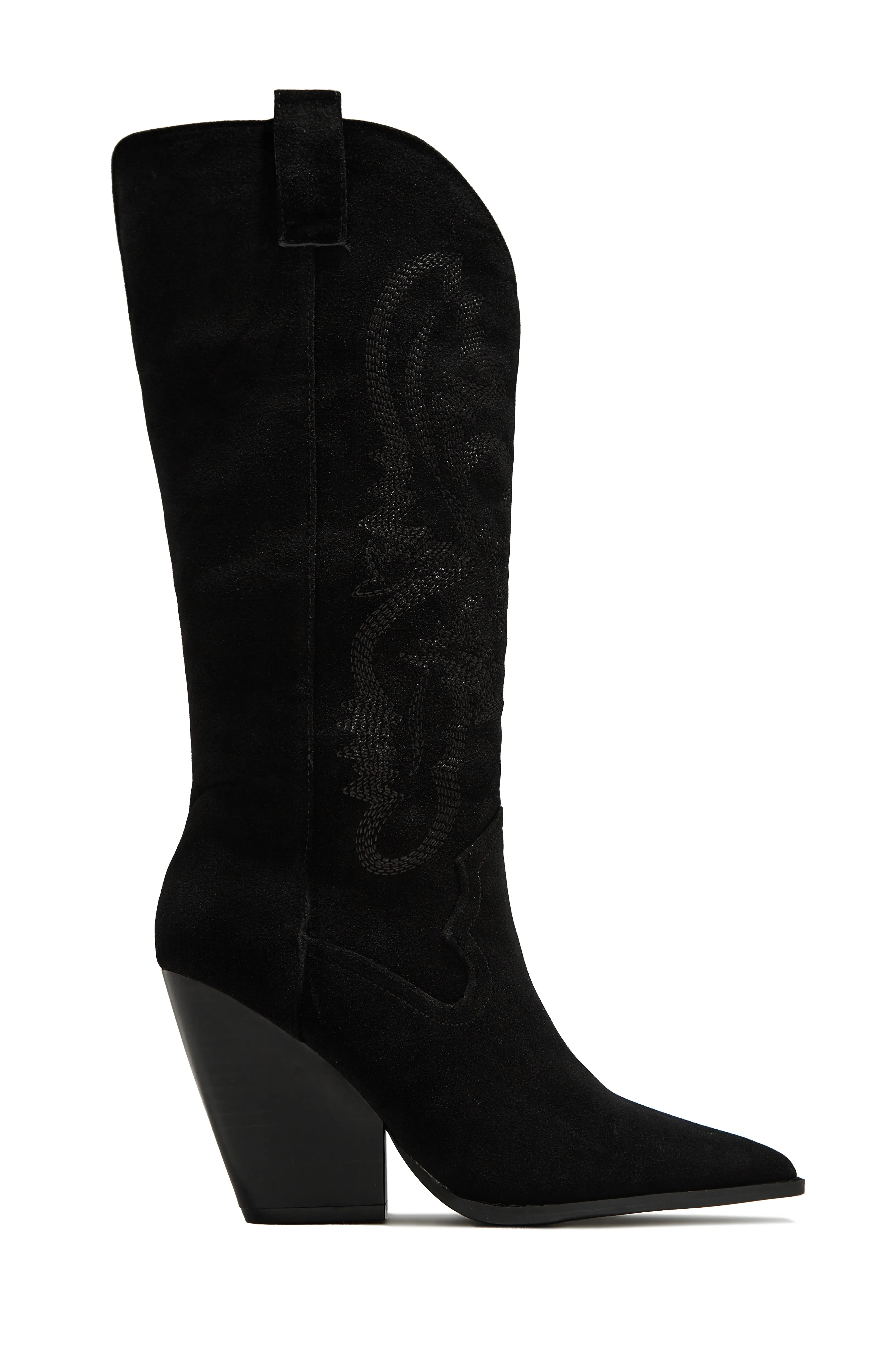 Jamille Block Heel Cowgirl Boots - Black