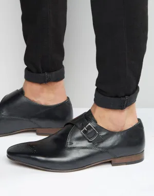 KG By Kurt Geiger Daventry Monk Shoes In Black Leather