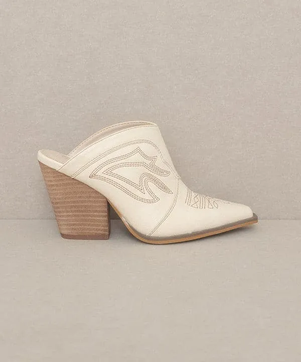 Kiara Western Inspired Heeled Mule - Black