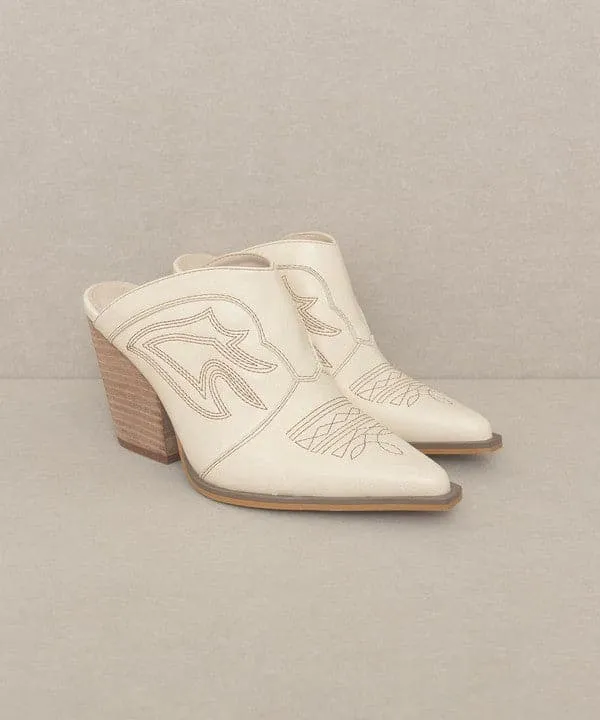 Kiara Western Inspired Heeled Mule - Black