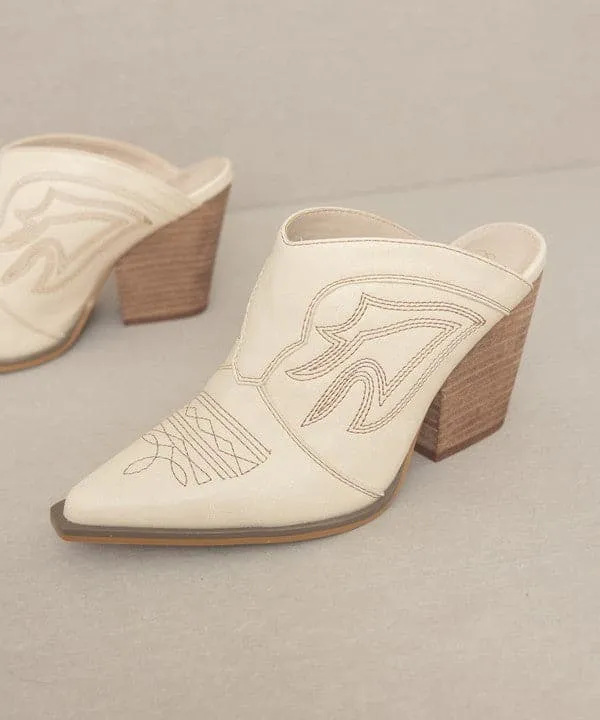 Kiara Western Inspired Heeled Mule - Black