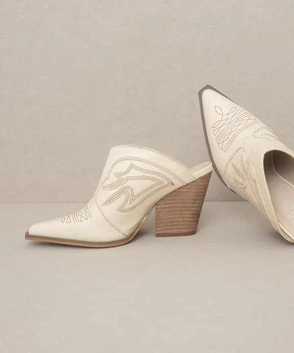 Kiara Western Inspired Heeled Mule - Black
