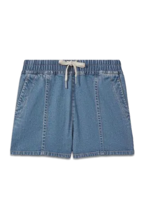 Lyocell Blend Denim Drawstring Shorts