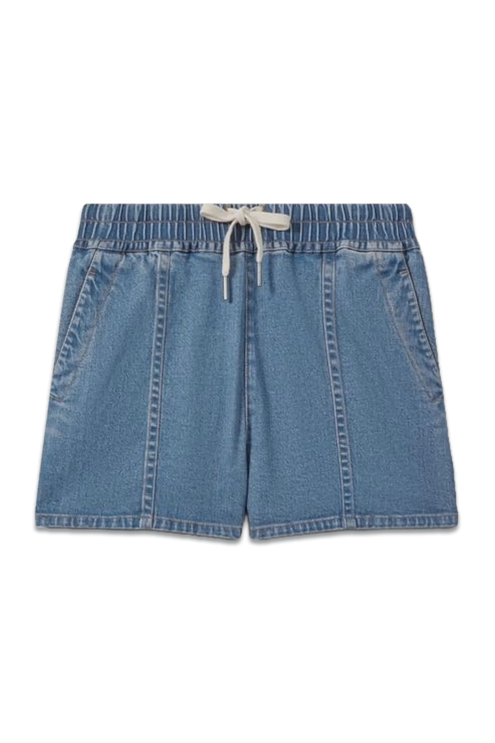 Lyocell Blend Denim Drawstring Shorts