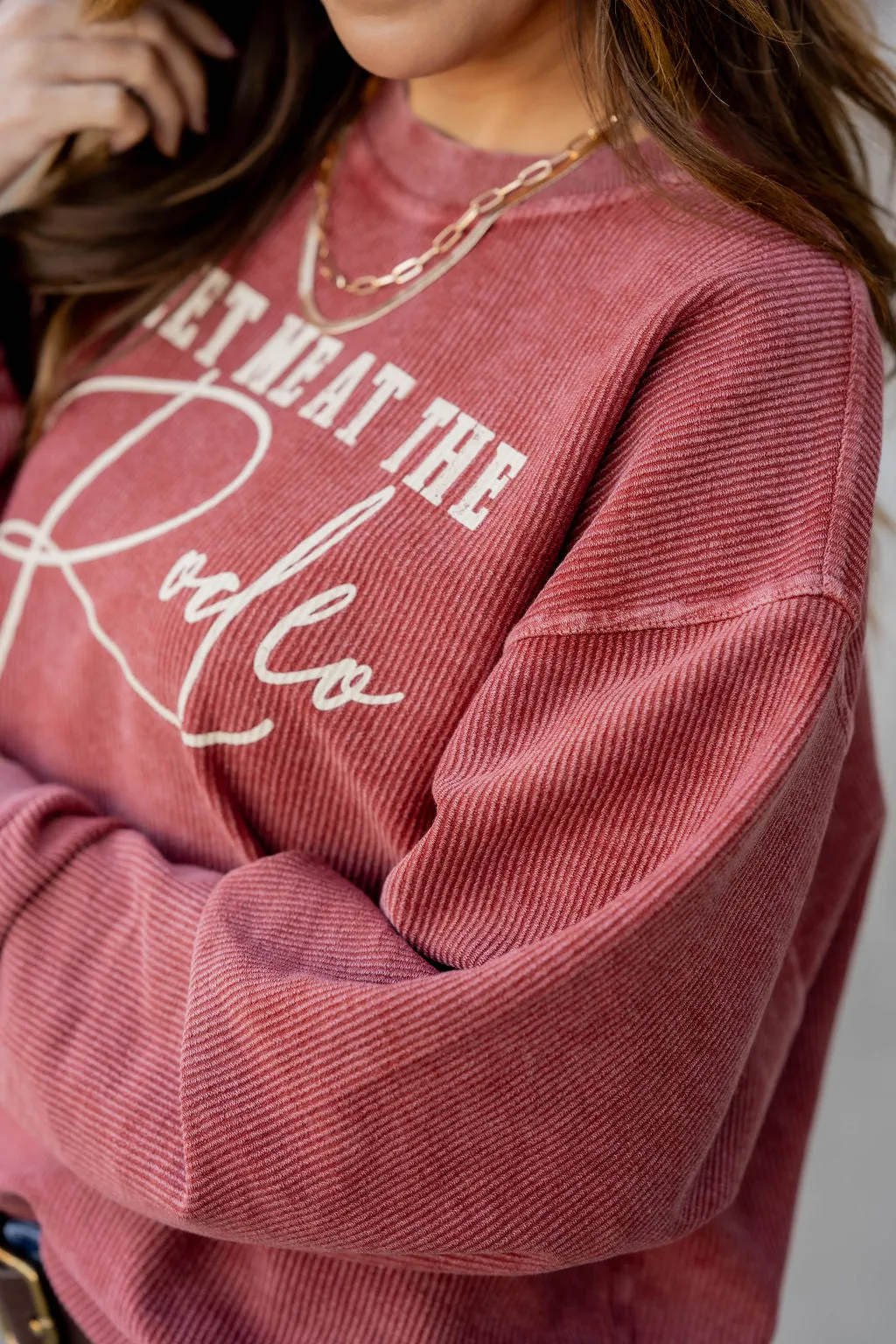Meet Me At The Rodeo Ribbed Graphic Crewneck