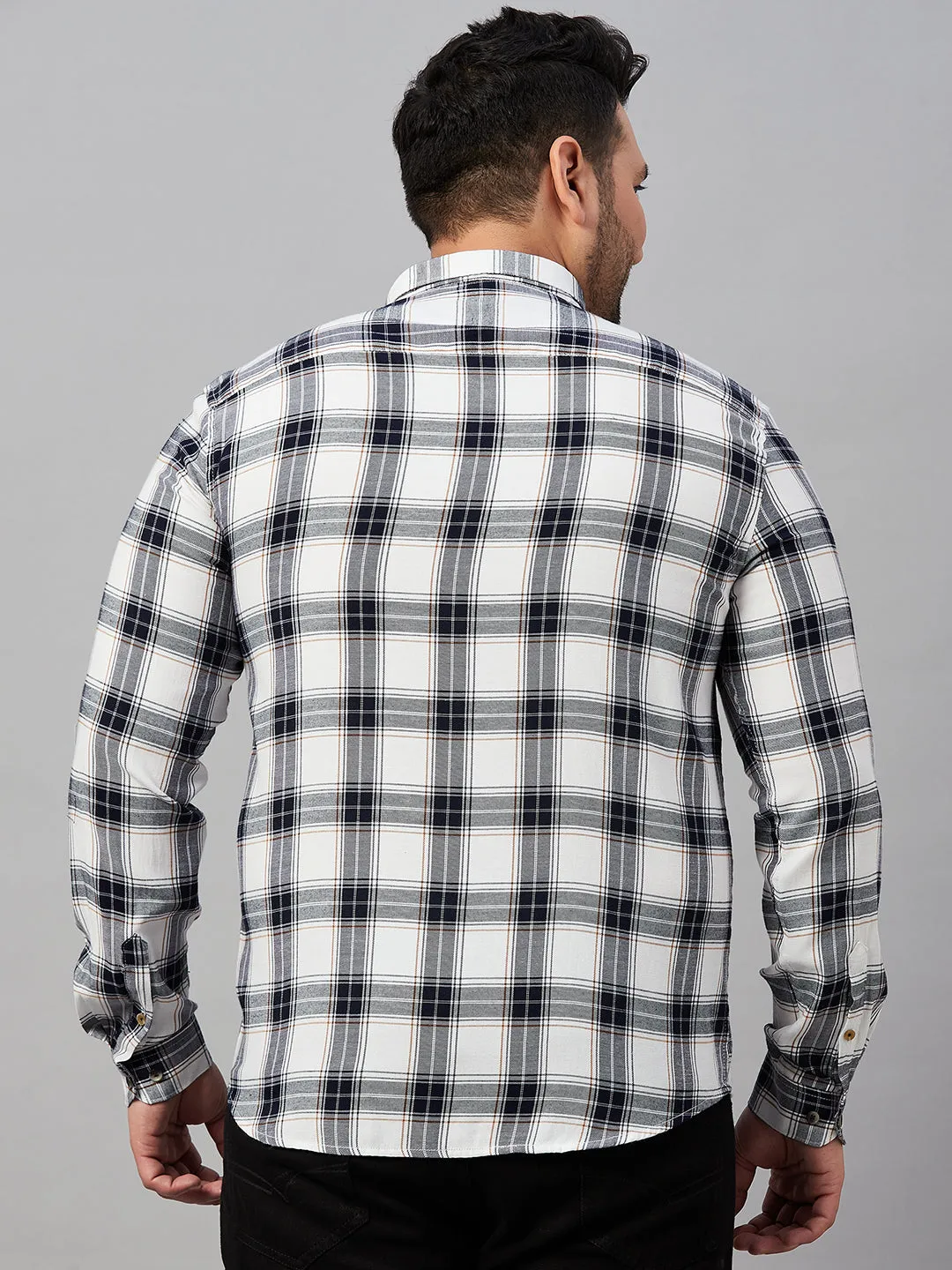 Men Tartan Checks White Classic Shirt