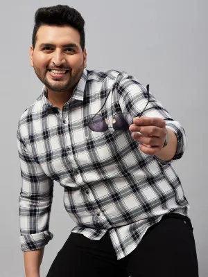 Men Tartan Checks White Classic Shirt