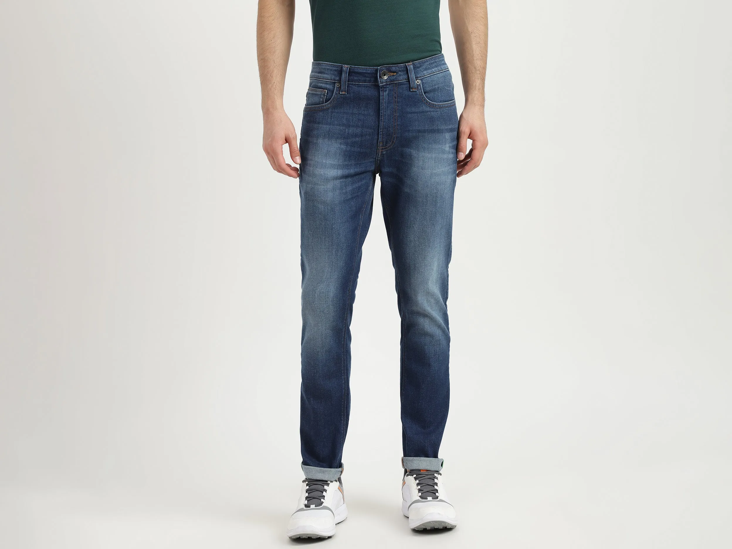 Mens Carrot Fit Solid Jeans