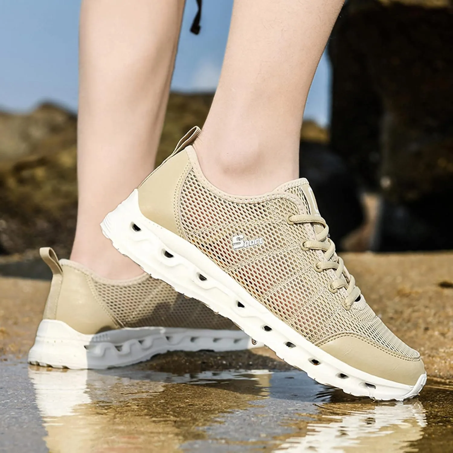 Men's Running Shoes Comfortable Lightweight Breathable Walking Shoes Mesh Workout Casual Sports Sneakers for Summer Daily Workout Long Standing Men