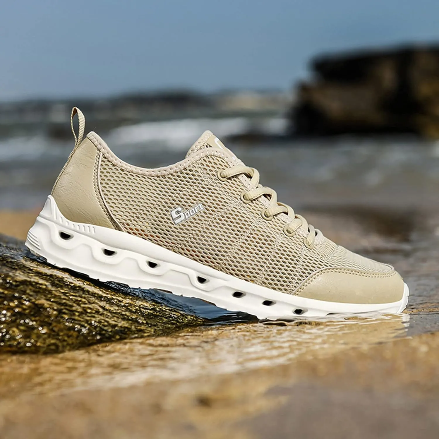 Men's Running Shoes Comfortable Lightweight Breathable Walking Shoes Mesh Workout Casual Sports Sneakers for Summer Daily Workout Long Standing Men