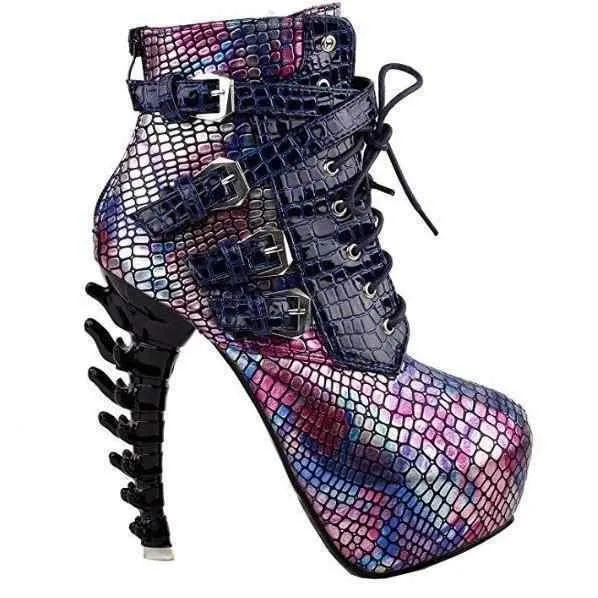 Mermaid SteamPunk Jagged Edge Platform Ankle Boots