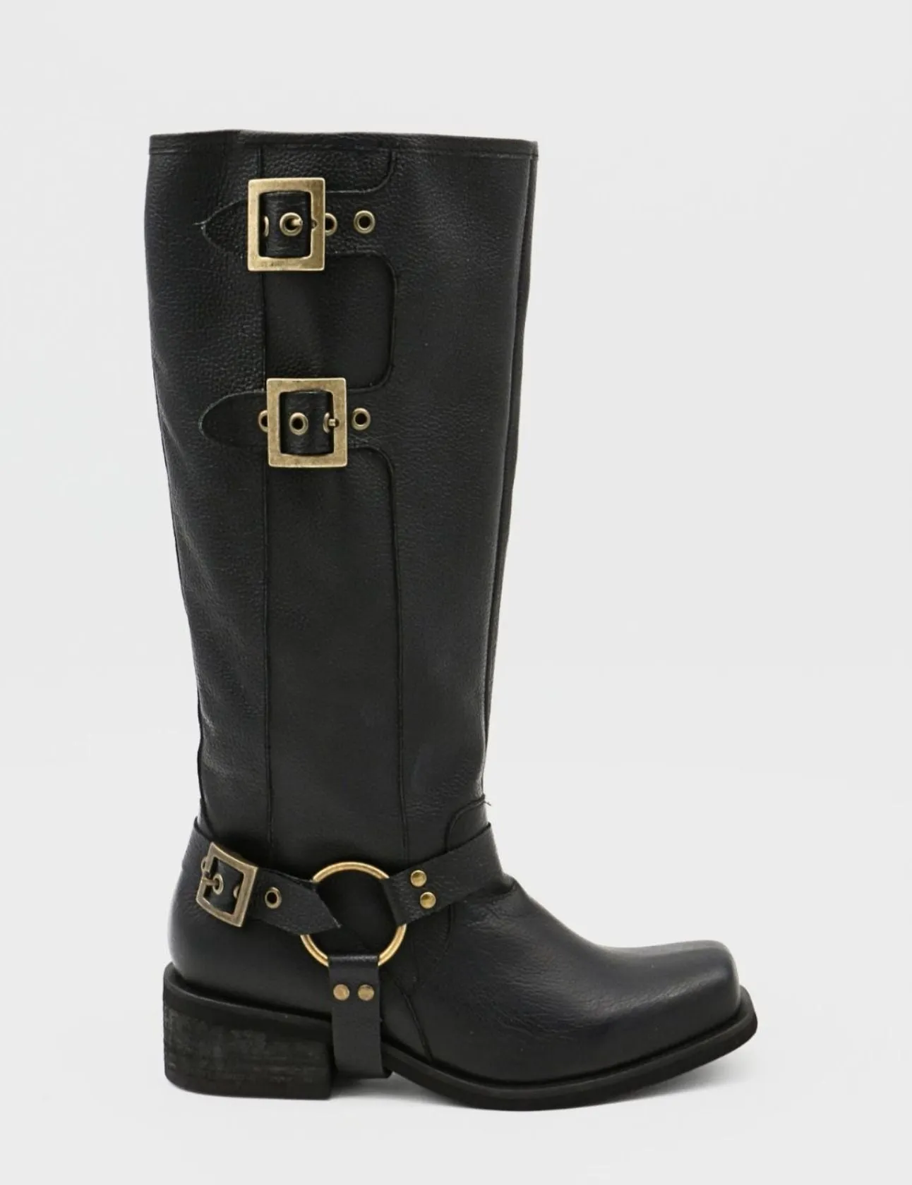 Naomi moto boot black leather womens shoes