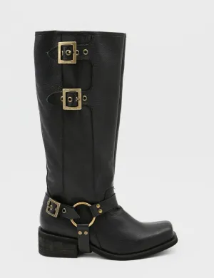 Naomi moto boot black leather womens shoes