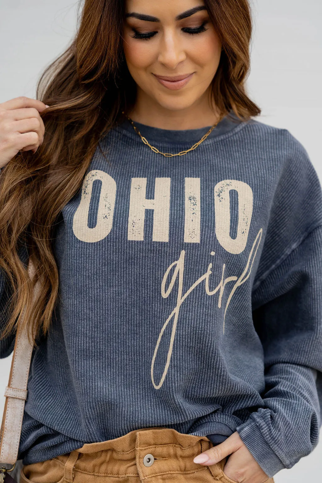 Ohio Girl Ribbed Graphic Crewneck