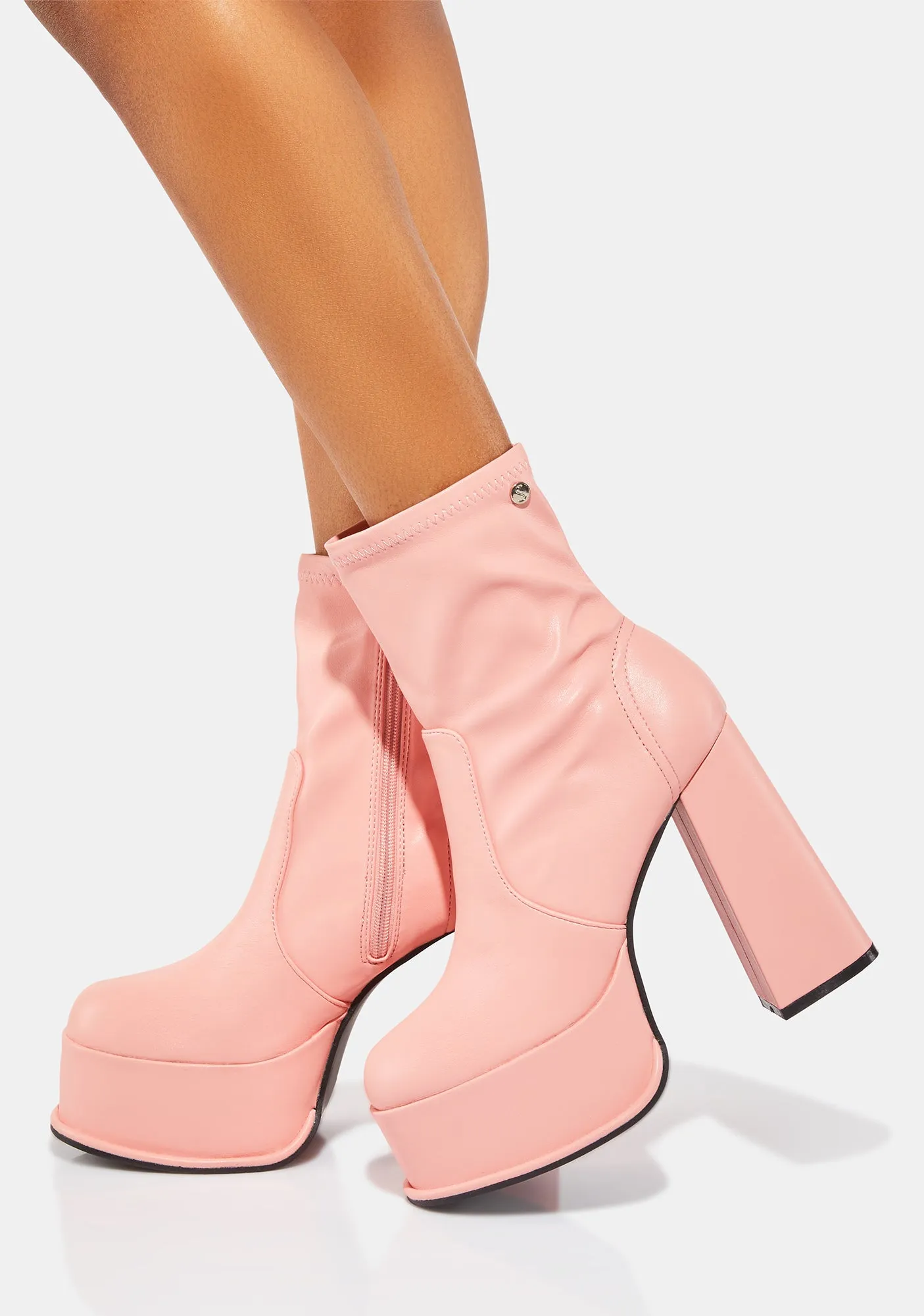 Pink Edge Platform Ankle Boots