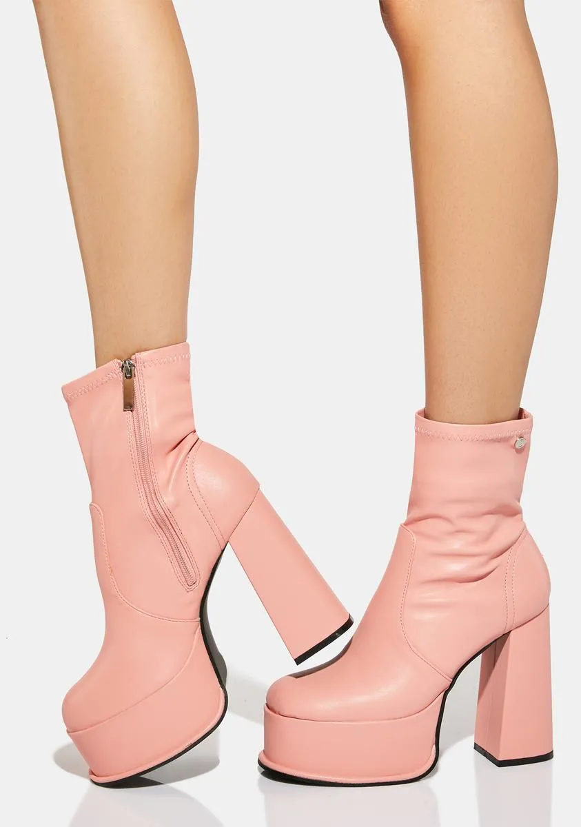 Pink Edge Platform Ankle Boots