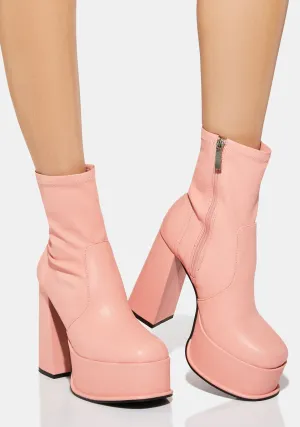 Pink Edge Platform Ankle Boots