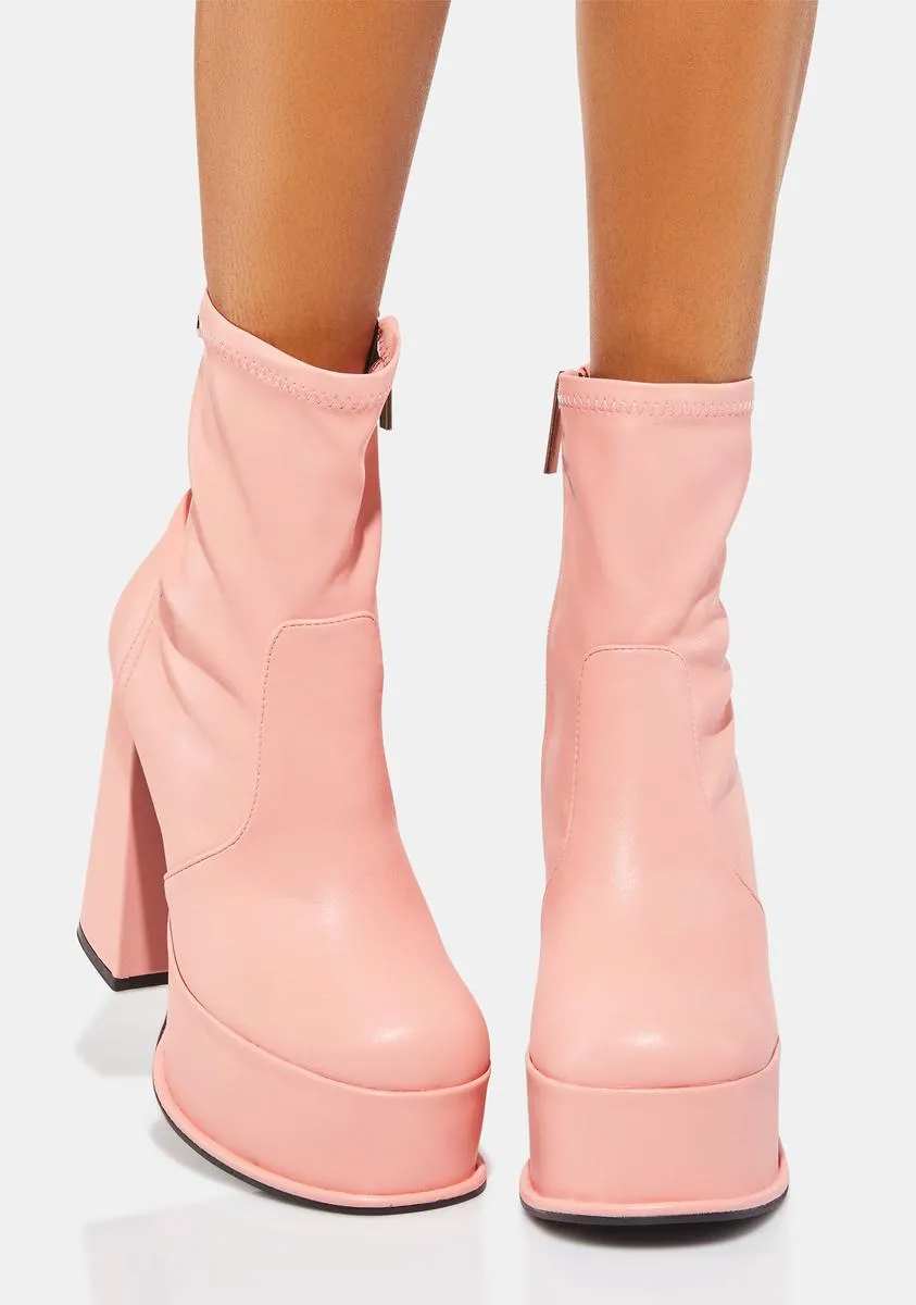 Pink Edge Platform Ankle Boots