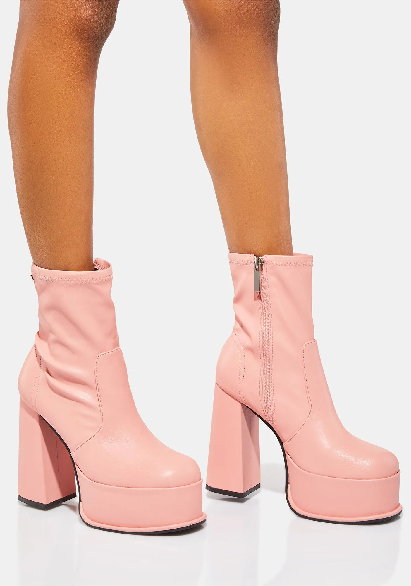 Pink Edge Platform Ankle Boots