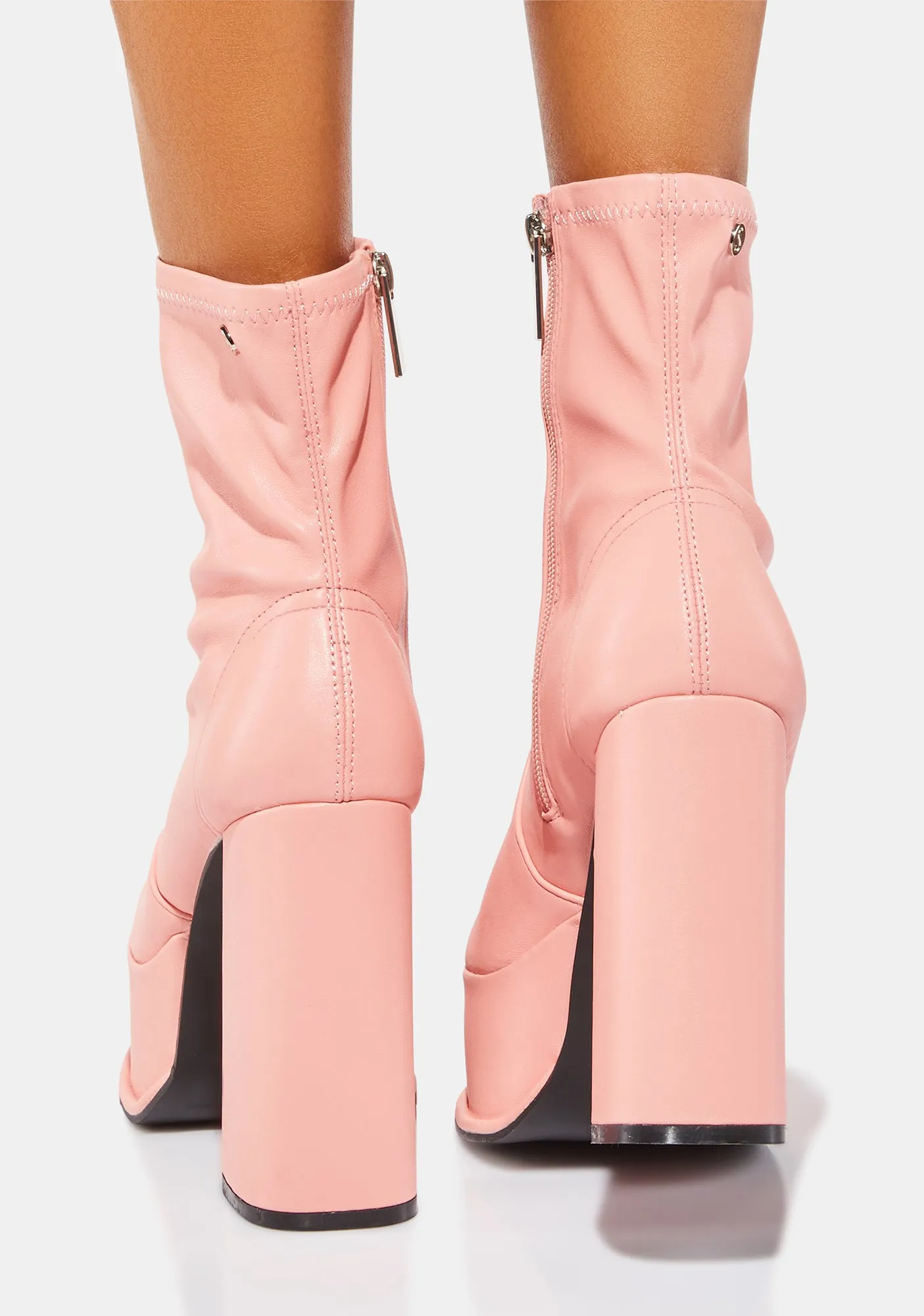 Pink Edge Platform Ankle Boots