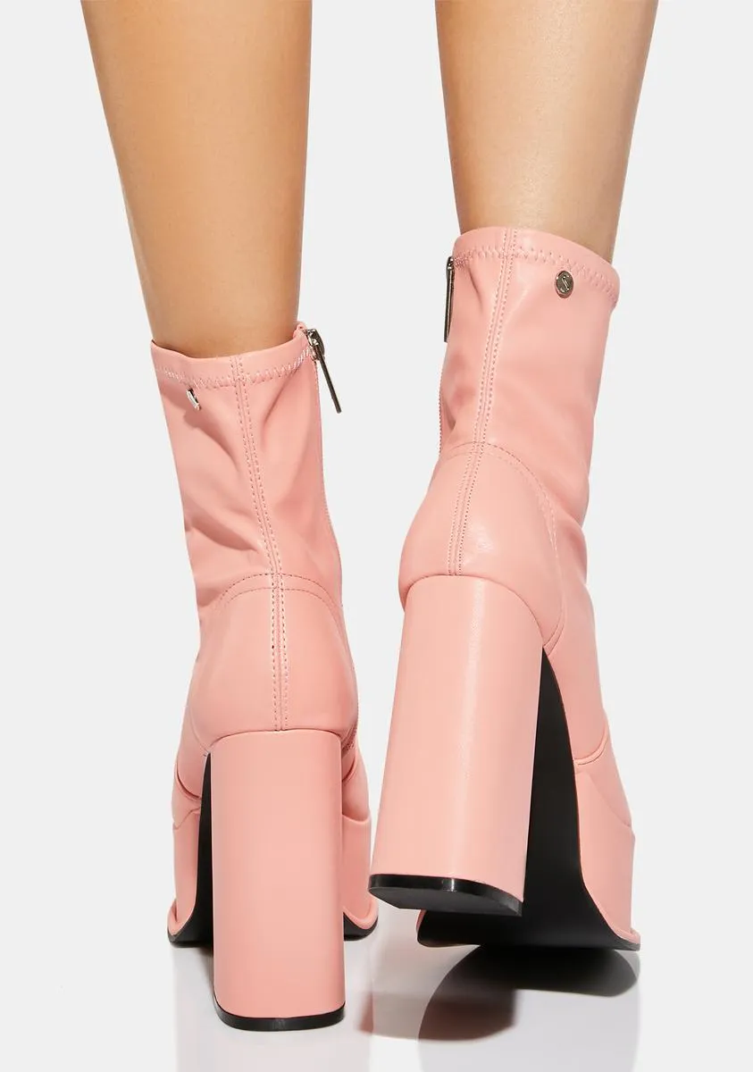 Pink Edge Platform Ankle Boots
