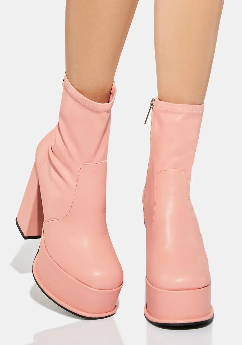 Pink Edge Platform Ankle Boots