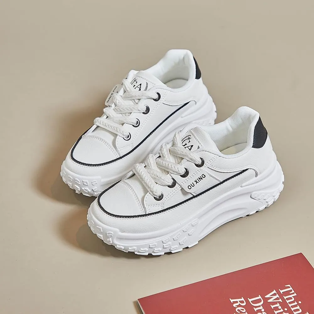 QINGCOMFACAI Womens Platform Fashion Sneakers Comfortable Breathable Casual Lace Up Non-Slip Sneakers Sport Workout Walking Outdoor Shoes