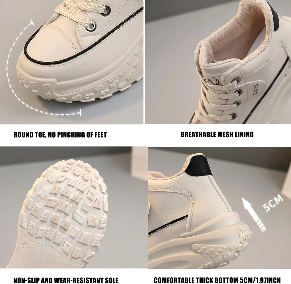 QINGCOMFACAI Womens Platform Fashion Sneakers Comfortable Breathable Casual Lace Up Non-Slip Sneakers Sport Workout Walking Outdoor Shoes